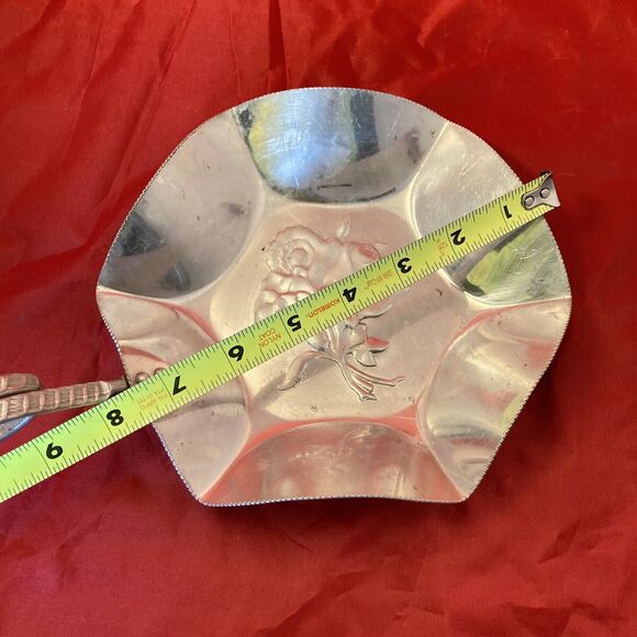 Vintage Nasco Aluminum Candy Dish Made in Italy Rose Design Beveled Edges - Picture 5 of 8